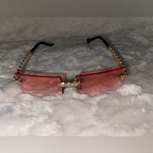 Gold Framed Peach Fashion Glasses